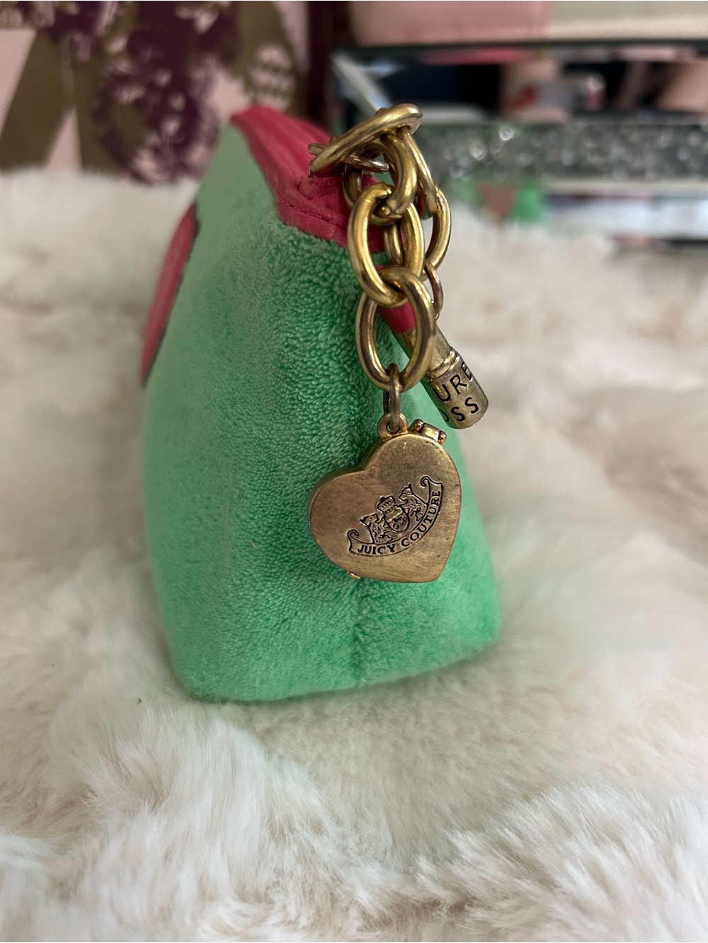 Rare Y2K Vintage 2006 Juicy Royal Couture Watermelon Green Pink Cosmetic Bag - Picture 8 of 15